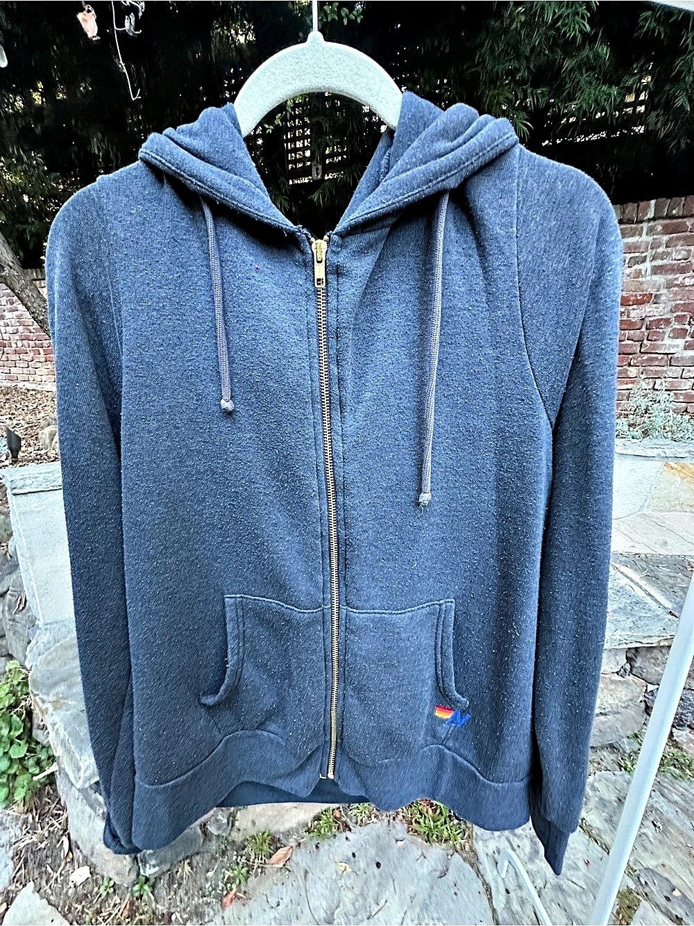 Aviator Nation Bolt Zip Hoodie Grey Medium